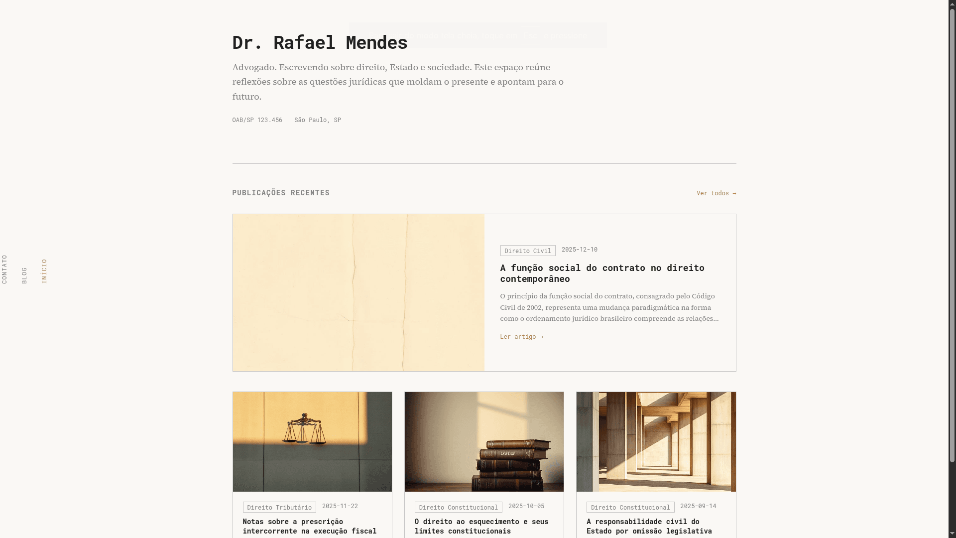 Preview do site Rafael Mendes Adv.